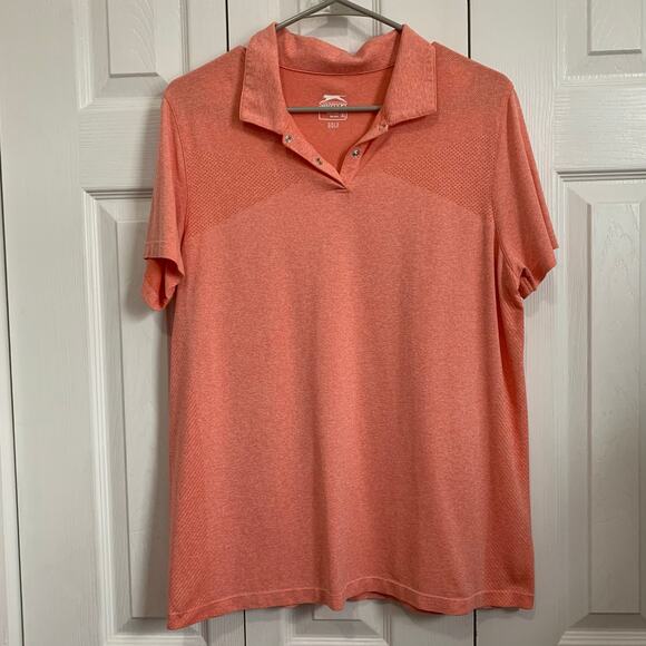Slazenger Peach Coral Performance Breathable Gold Polo Size XL - Picture 1 of 8